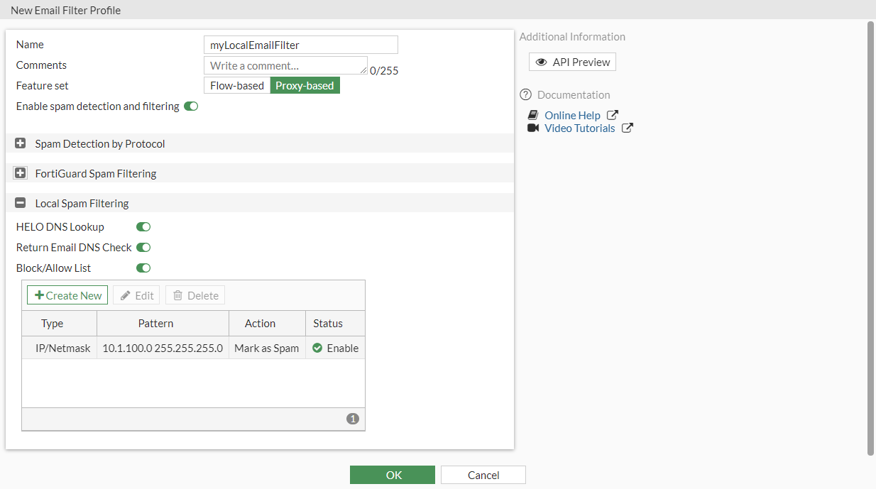 fortigate email filter configuration